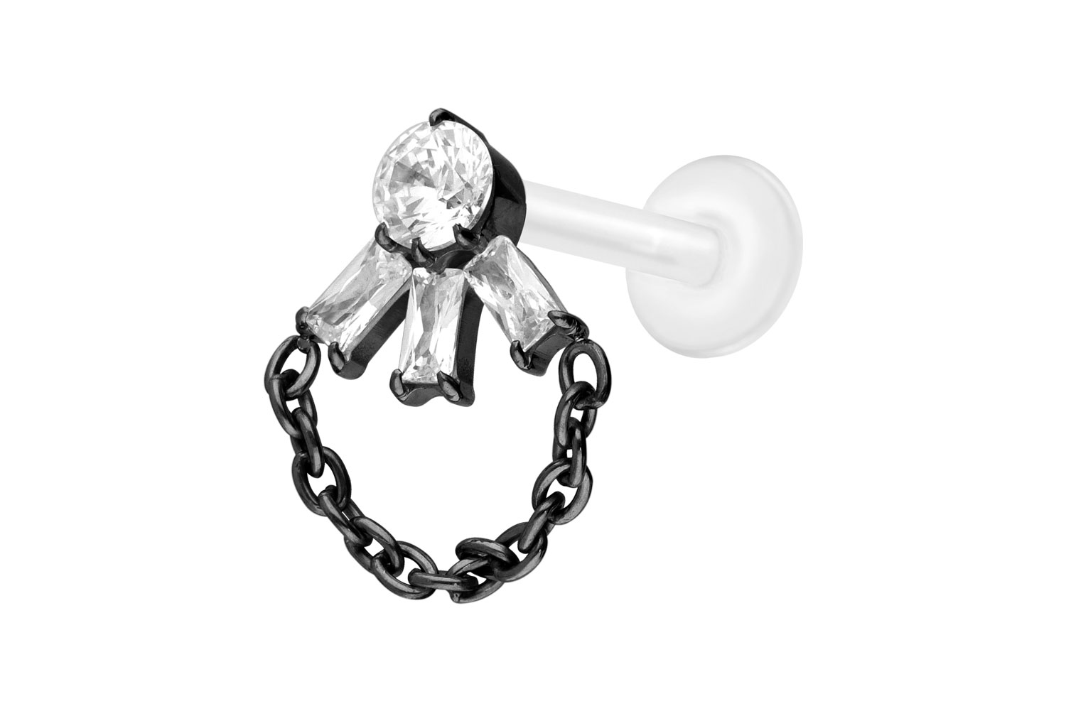 PTFE Labret Piercing mit Innengewinde + Titan-Aufsatz LOTUSBLÜTE + KETTE